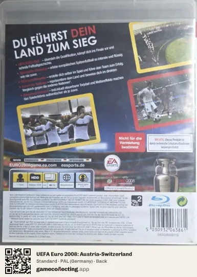 UEFA Euro 2008: Austria-Switzerland PlayStation 3, Germany box back
