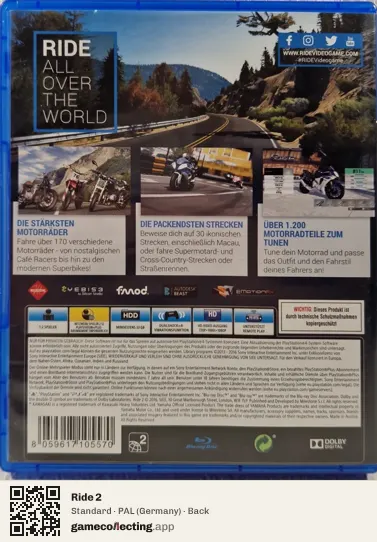 Ride 2 PlayStation 4, Germany box back