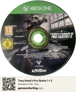 Tony Hawk's Pro Skater 1 + 2 Xbox One, PAL disc
