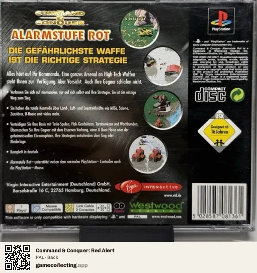 Command & Conquer: Red Alert PlayStation, PAL box back