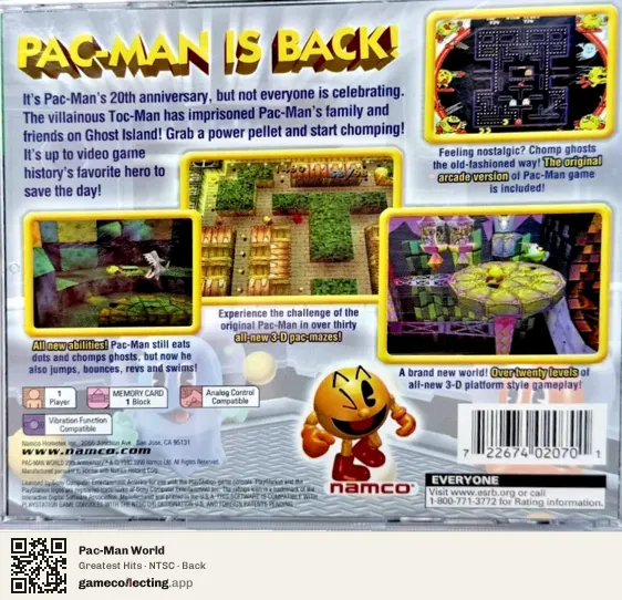 Pac-Man World PlayStation, NTSC box back