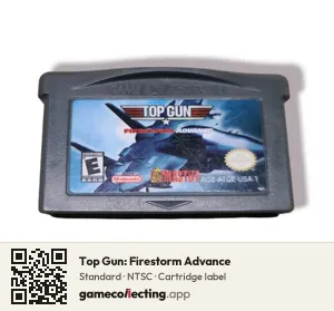 Top Gun: Firestorm Advance Game Boy Advance, NTSC cartridge label