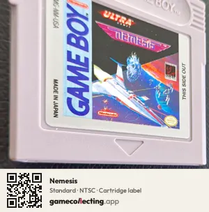 Nemesis Game Boy, NTSC cartridge label