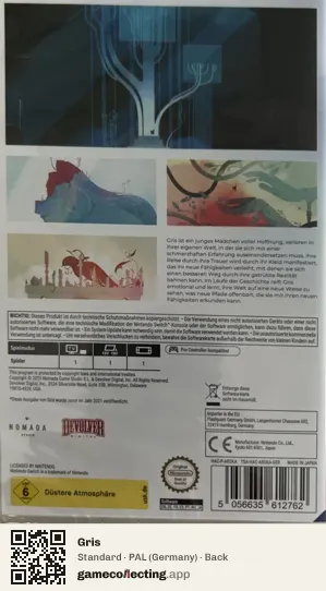 Gris Nintendo Switch, Germany box back