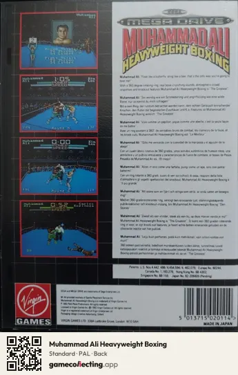 Muhammad Ali Heavyweight Boxing Sega Mega Drive / Genesis, PAL box back