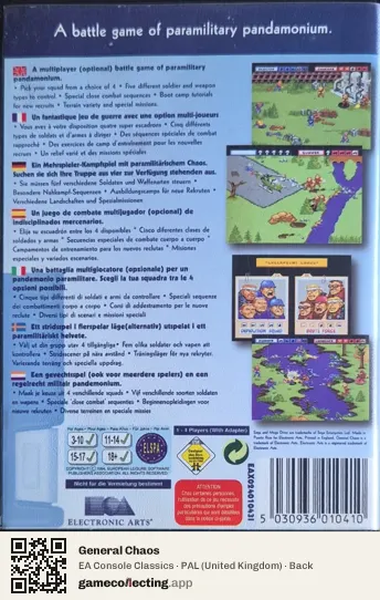 General Chaos Sega Mega Drive / Genesis, United Kingdom box back