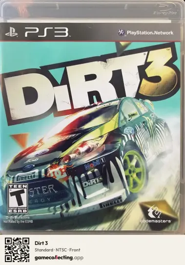 Dirt 3 PlayStation 3, NTSC box front