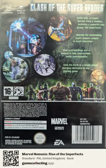 Marvel Nemesis: Rise of the Imperfects Nintendo GameCube, United Kingdom box back