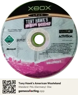 Tony Hawk's American Wasteland Xbox, PAL disc
