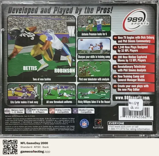 NFL GameDay 2000 PlayStation, NTSC box back