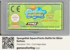 SpongeBob SquarePants: Battle for Bikini Bottom Game Boy Advance, PAL cartridge label