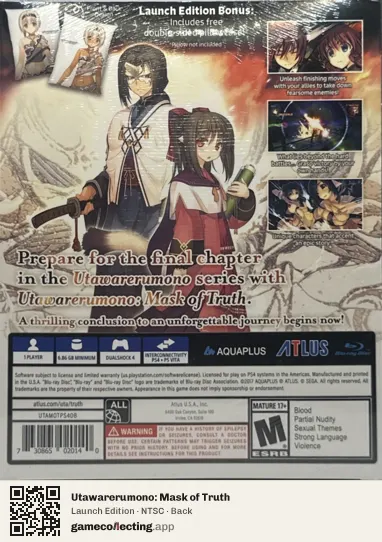 Utawarerumono: Mask of Truth PlayStation 4, NTSC box back