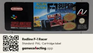 Redline F-1 Racer Super Nintendo Entertainment System, PAL cartridge label