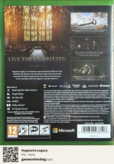 Hogwarts Legacy Xbox Series X, PAL box back