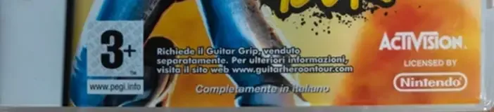 Guitar Hero: On Tour, the PEGI square on its front
