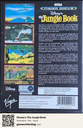 Disney's The Jungle Book Sega Mega Drive / Genesis, PAL box back