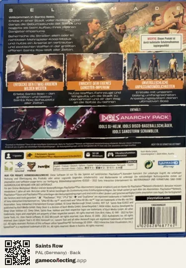 Saints Row PlayStation 5, Germany box back