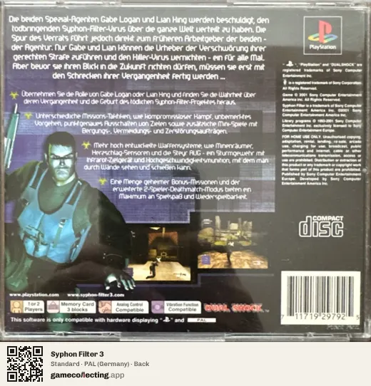 Syphon Filter 3 PlayStation, Germany box back