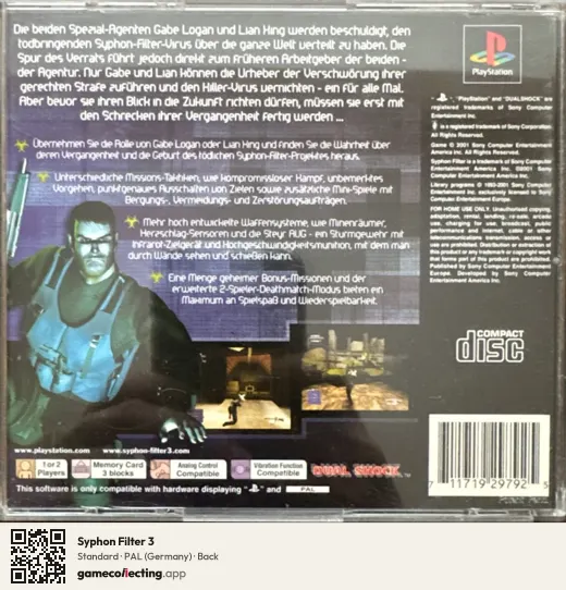 Syphon Filter 3 PlayStation, Germany box back