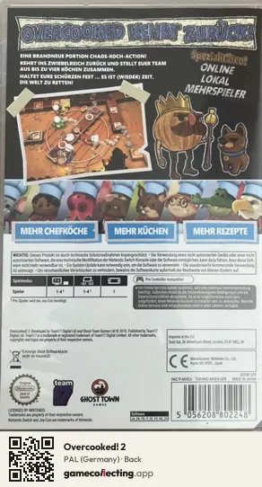 Overcooked! 2 Nintendo Switch, Germany box back