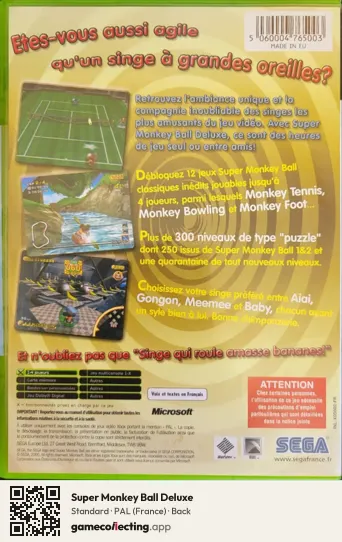 Super Monkey Ball Deluxe Xbox, France box back
