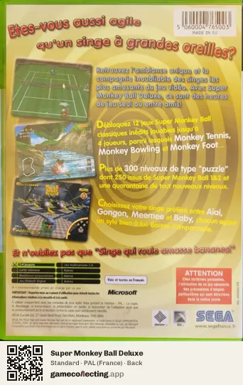 Super Monkey Ball Deluxe Xbox, France box back