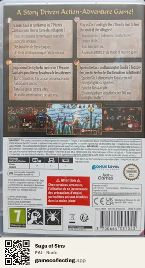 Saga of Sins Nintendo Switch, PAL box back