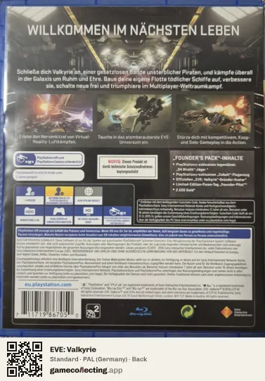 EVE: Valkyrie PlayStation 4, Germany box back