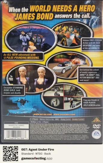 007: Agent Under Fire PlayStation 2, NTSC box back