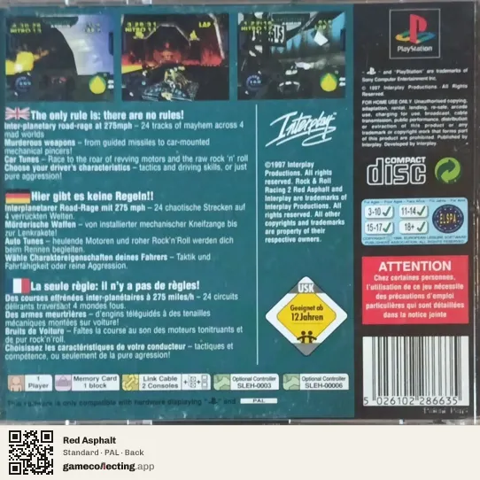 Red Asphalt PlayStation, PAL box back