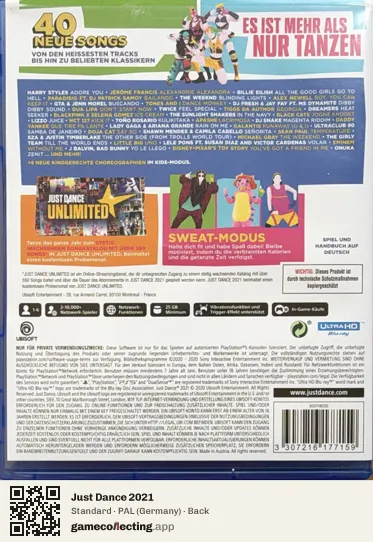 Just Dance 2021 PlayStation 5, Germany box back
