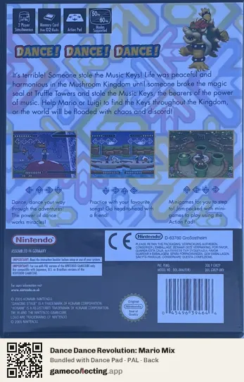 Dance Dance Revolution: Mario Mix Nintendo GameCube, PAL box back