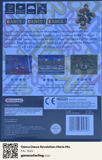 Dance Dance Revolution: Mario Mix Nintendo GameCube, PAL box back