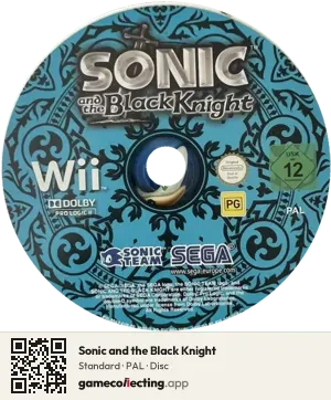 Sonic and the Black Knight Nintendo Wii, PAL disc
