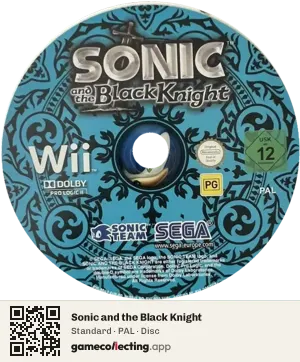 Sonic and the Black Knight Nintendo Wii, PAL disc