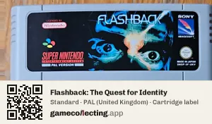 Flashback: The Quest for Identity Super Nintendo Entertainment System, PAL cartridge label