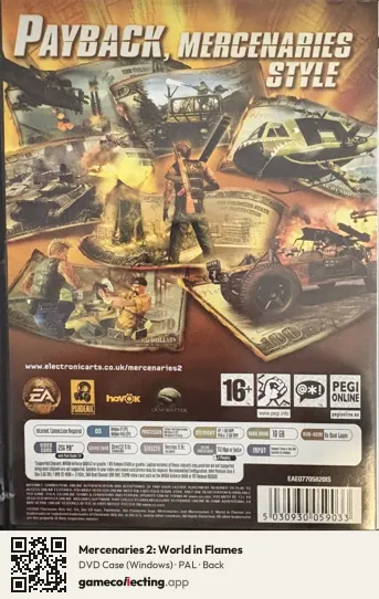 Mercenaries 2: World in Flames Computer, PAL box back