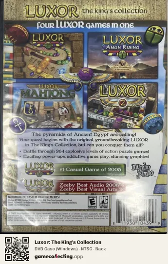 Luxor: The King's Collection Computer, NTSC box back
