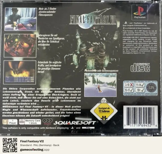 Final Fantasy VII PlayStation, Germany box back