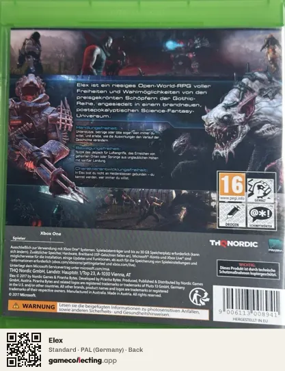 Elex Xbox One, Germany box back