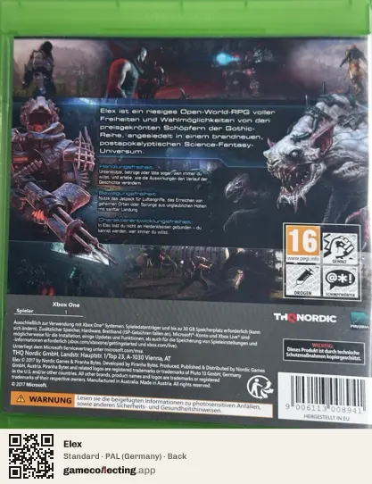 Elex Xbox One, Germany box back