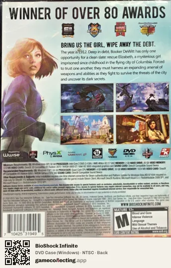 BioShock Infinite Computer, NTSC box back