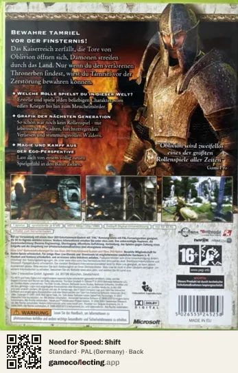 Need for Speed: Shift Xbox 360, Germany box back