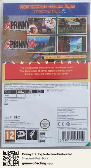Prinny 1•2: Exploded and Reloaded Nintendo Switch, PAL box back