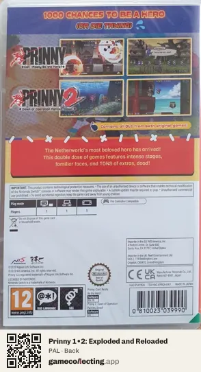 Prinny 1•2: Exploded and Reloaded Nintendo Switch, PAL box back