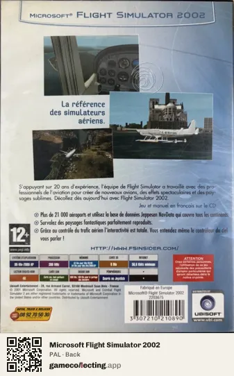 Microsoft Flight Simulator 2002 Computer, PAL box back