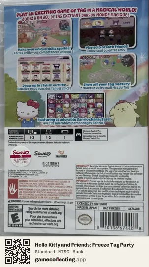 Hello Kitty and Friends: Freeze Tag Party Nintendo Switch, NTSC box back