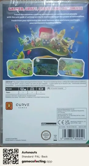 Autonauts Nintendo Switch, PAL box back