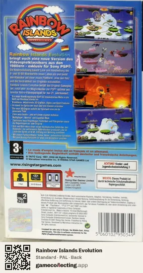Rainbow Islands Evolution PlayStation Portable, PAL box back