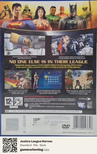 Justice League Heroes PlayStation 2, PAL box back